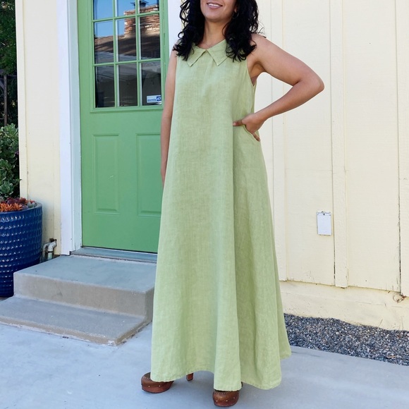 Vintage Dresses & Skirts - VINTAGE LINEN DRESS USA MADE